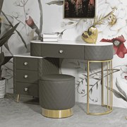 TOUCADOR SHARON COM BANCO 120X40X75 CM (TAMANHO DO BANCO Ø36X39) CINZA E DOURADO