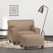 vidaXL Poltrona com apoio de pés 60 cm couro artificial cappuccino