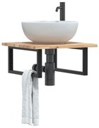 vidaXL Prateleira de parede p/ lavatório aço/madeira de acácia maciça