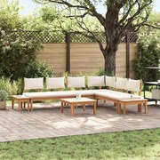 vidaXL Conjunto de Bancos de Jardim com cortinas 4 pcs Marrom e Creme