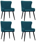 Cadeiras de jantar 4 pcs veludo azul