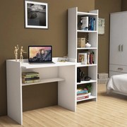 Secretária e Estante Karma – Branco – Secretária: 90x80x58 cm, Estante