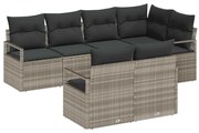 vidaXL Conjunto de Sofás 7 pcs Cinzento-claro vime PE