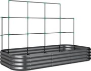 Outsunny Canteiro elevado com treliça, vaso metálico com borda de proteção luvas 220 x 110 x 150 cm, Cinza escuro | Aosom Portugal
