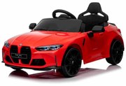 Carro elétrico para crianças BMW M4, controle remoto 2,4 GHz, entrada USB / Aux, suspensão, bateria 12V, luzes LED, motor 2 X, licença ORIGINAL Vermel