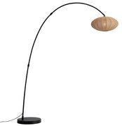 Candeeiro de Arco Japandi Preto com Abajur Castanho - Bida