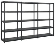 vidaXL Unidade com 5 prateleiras 255x40x185 cm plástico preto