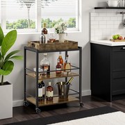 Carrinho de cozinha com tabuleiro 65 x 40 x 86 cm castanho vintage