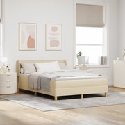 vidaXL Cama Box Spring com Colchão Creme 160x200 cm Tecido