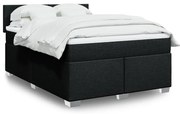 vidaXL Cama com molas/colchão 140x190 cm tecido preto