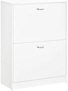 HOMCOM Sapateira de Madeira com 2 Compartimentos para Entrada Corredor Dormitório Sala de Estar 60x24x80 cm Branco