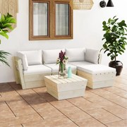 5 pcs conjunto lounge de paletes + almofadões madeira de abeto