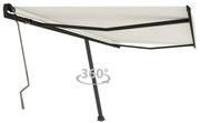 vidaXL Toldo retrátil manual independente 400x350 cm cor creme