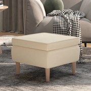 vidaXL Banco com pernas de madeira tecido cor creme