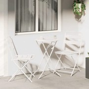 vidaXL Conjunto Bistro Dobrável de 3 Peças Branco Aço