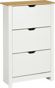 HOMCOM Sapateira de Armazenamento Sapateira com 3 Compartimentos Espaço para 18 Pares de Sapatos 72x26x112 cm Branco Marrom | Aosom Portugal