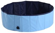 PawHut Piscina Dobrável para Cães Ø100x30 cm Banheira Portátil para Animais de Estimação Antiderrapante PVC Multiusos Cor Azul | Aosom Portugal