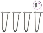 vidaXL Pernas de grampo para mesa de centro 4 peças Aço natural 30 cm Aço maciço