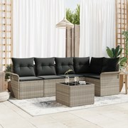 Conjunto de Sofá de 6 Peças com Almofadas Cinza Vime PE
