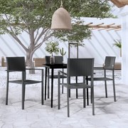 5 pcs Conjunto de jantar para jardim preto