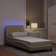 vidaXL Estrutura de cama com LED sem colchão 80x200 cm tecido creme