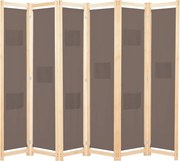 vidaXL Divisória de quarto com 6 painéis 240x170x4 cm tecido castanho
