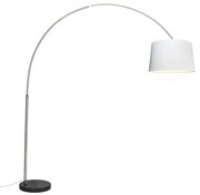 Candeeiro de arco em aço com abajur em tecido branco 45 cm - XXL Moderno