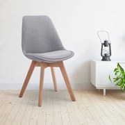 Cadeira cozinha e jantar Borneo V2 com estrutura de cor natural e revestimento em tecido 48 x 84 x 55 cm Cinzento