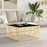 Mesa de centro 80x80x40 cm aço inoxidável e vidro dourado