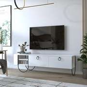 Móvel de TV "Norfolk" – 150x44x36 cm – Branco e Preto - Design Moderno