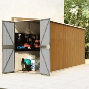 vidaXL Abrigo de jardim de parede castanho 118x382x178 cm aço galvanizado