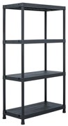Estante de arrumação 100 kg 60x30x138 cm plástico preto