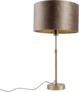Candeeiro de Mesa Bronze com Abajur de Veludo Castanho 35cm - Parte