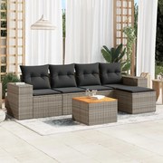 vidaXL 6 pcs conjunto sofás de jardim com almofadões vime cinzento