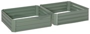 Outsunny Conjunto de 2 Caixas de Plantio de Aço Quadrada Cultivos de Plantas Flores Pátio Exterior 100x100x30 cm Verde | Aosom Portugal