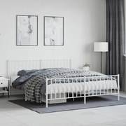 vidaXL Estrutura de cama com cabeceira e pés 180x200 cm metal branco