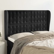 Cabeceira de cama c/ abas veludo 147x23x118/128 cm preto