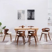 vidaXL Cadeiras jantar 6 pcs madeira curvada e couro artificial creme