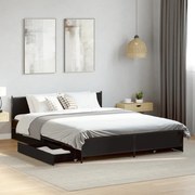 vidaXL Estrutura de cama c/ gavetas 135x190 cm derivados madeira preto