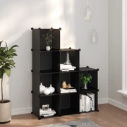 vidaXL Organizador de arrumação com 9 cubos PP preto