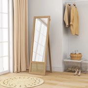 Espelho de Corpo Inteiro 160x50 cm Espelho de Pé ou de Parede com Moldura de Madeira e Suporte  Madeira