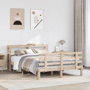 Estrutura de cama com cabeceira 160x200 cm pinho maciço