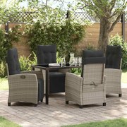 vidaXL Conjunto de Jantar de Jardim de 5 Peças Cinzento-claro em Rattan Poliéster