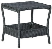 vidaXL Mesa de jardim em vime PE 45x45x46,5 cm cinzento-escuro
