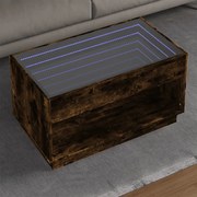 vidaXL Mesa de centro luzes LED Infinity 90x50x50 cm carvalho fumado