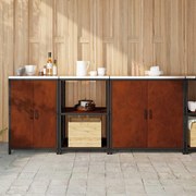 vidaXL Conjunto de Armazenamento de Cozinha 3 pcs Ferro Enferrujado