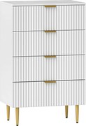 HOMCOM Cômoda 4 Gavetas Moderna com Puxadores e Pés Dourados 60x40x96 cm Branco | Aosom Portugal