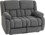 HOMCOM Sofá Reclinável Manual de 2 Lugares Ajuste Separado Revestimento em Veludo Apoio para os Pés Ajustável 145x100x102 cm Cinzento | Aosom Portugal