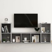 vidaXL 3 pcs conjunto de móveis de TV contraplacado cinzento cimento