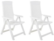 Cadeiras de jardim reclináveis 2 pcs plástico branco